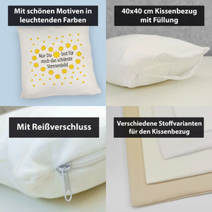 Herz und Sterne Kissen mit Spruch Du mein schönstes Sternenbild