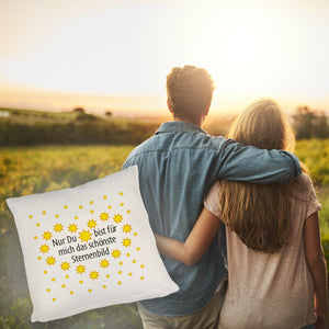 Herz und Sterne Kissen mit Spruch Du mein schönstes Sternenbild