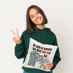 Elefanten Kissen mit Spruch Jemand hat dich sehr lieb