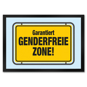 Garantiert genderfreie Zone Fußmatte in 35x50 cm in Straßenschildoptik