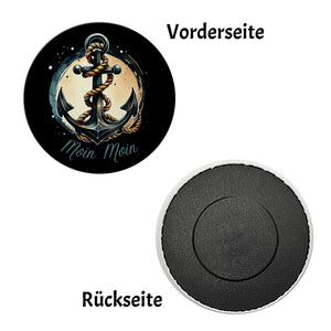 Anker mit Seil Magnet rund mit Spruch Moin Moin