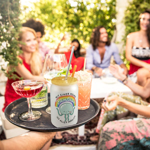 Jelly & Friends Qualle Trinkglas mit Bambusdeckel mit Spruch Mit Fantasie ist alles möglich