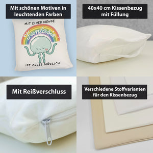 Jelly & Friends Qualle Kissen mit Spruch Mit Fantasie wird alles möglich