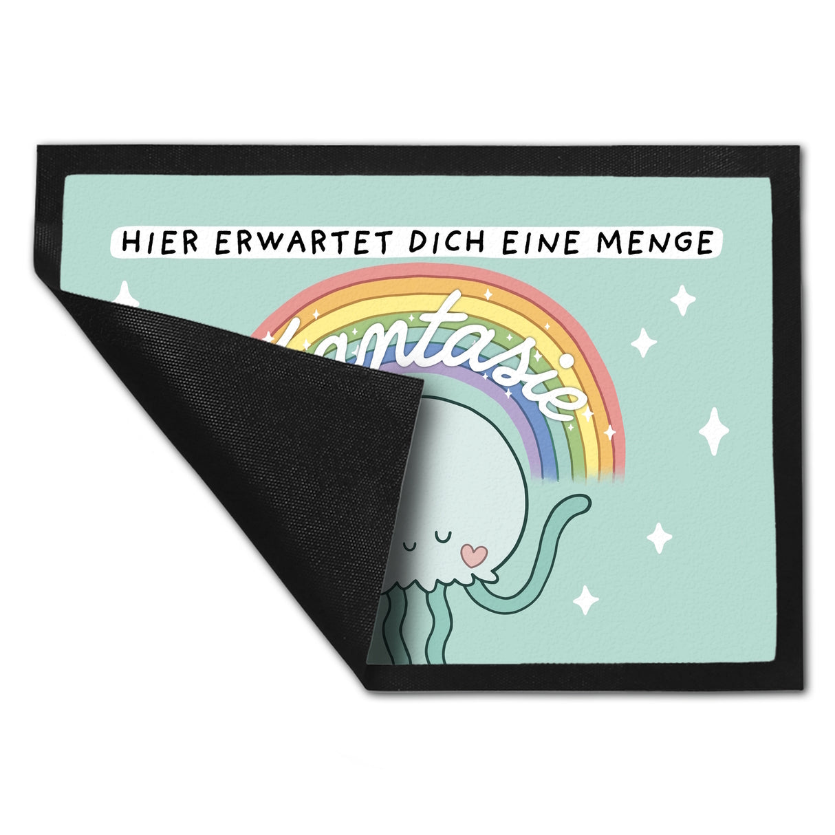 Jelly & Friends Qualle Fußmatte in 35x50 cm mit Spruch Hier erwartet dich eine Menge Fantasie