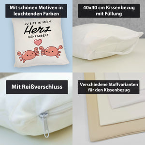 Jelly & Friends Krabben Kissen mit Spruch Du bist in mein Herz gekrabbelt