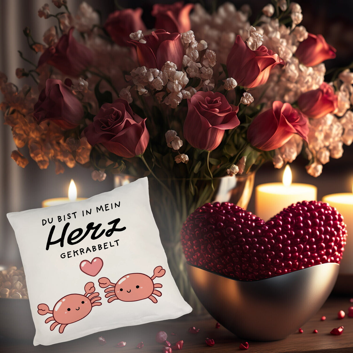 Jelly & Friends Krabben Kissen mit Spruch Du bist in mein Herz gekrabbelt