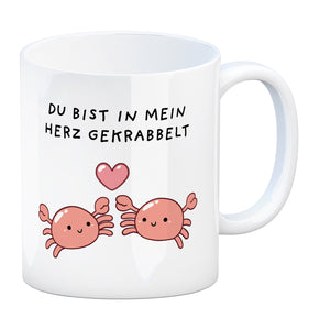 Jelly & Friends Krabben Kaffeebecher mit Spruch Du bist in mein Herz gekrabbelt