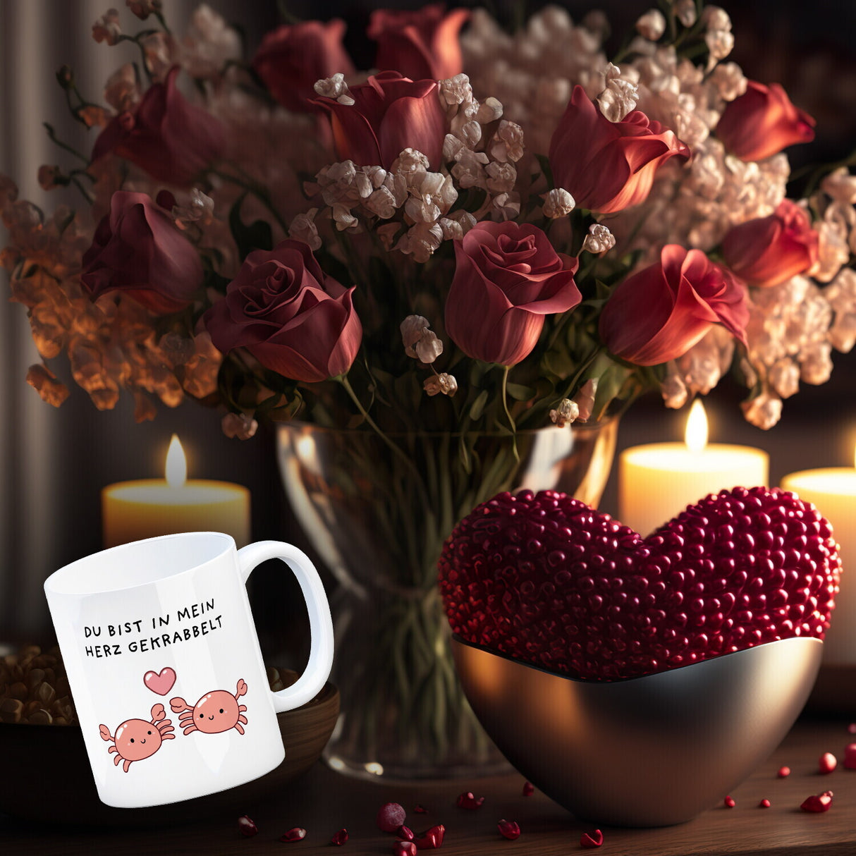 Jelly & Friends Krabben Kaffeebecher mit Spruch Du bist in mein Herz gekrabbelt