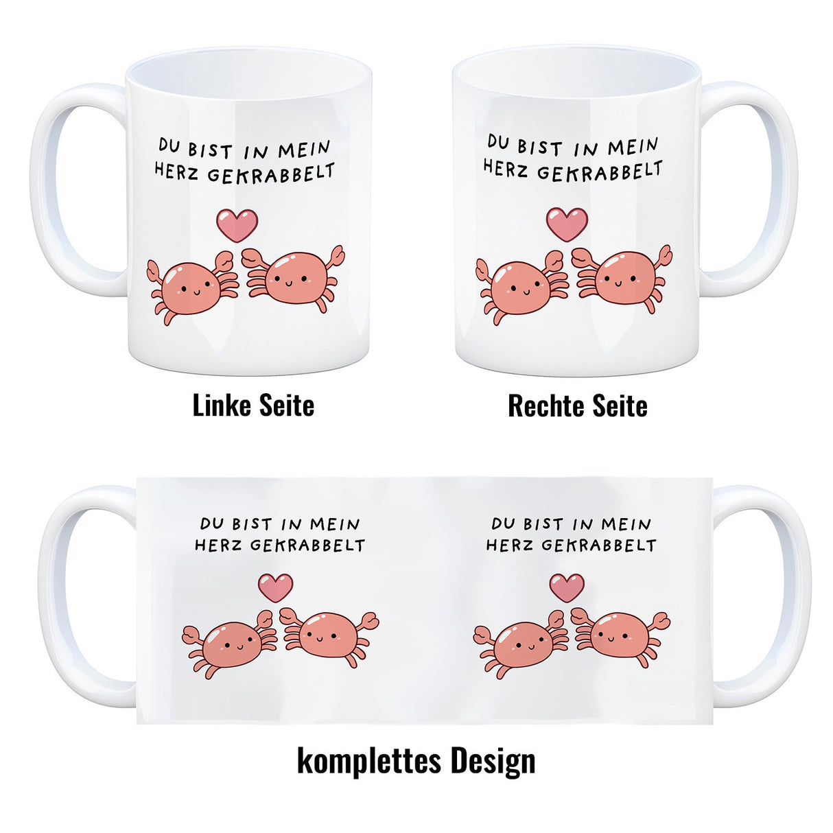 Jelly & Friends Krabben Kaffeebecher mit Spruch Du bist in mein Herz gekrabbelt