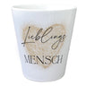 Herz in gold Blumentopf mit Spruch Lieblingsmensch