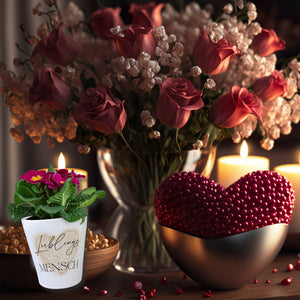 Herz in gold Blumentopf mit Spruch Lieblingsmensch