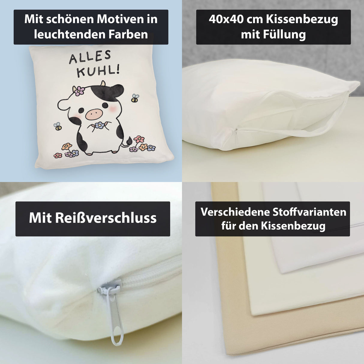 Kuh Kissen mit Spruch Alles Kuhl