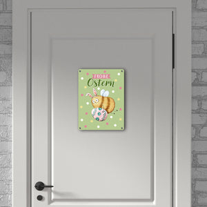 Pummel Biene Metallschild in 15x20 cm mit Spruch Frohe Ostern