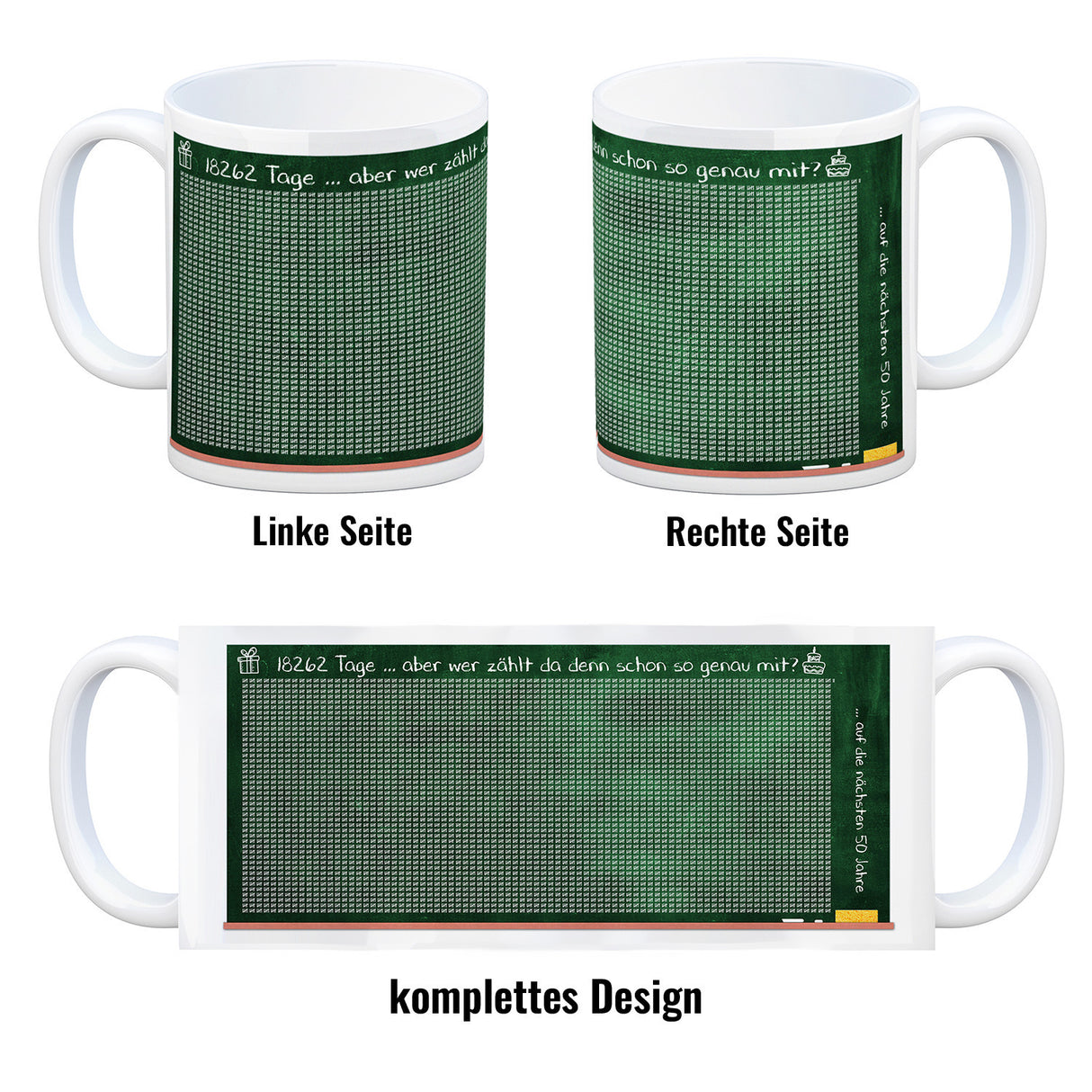 Tafel des Lebens - Tasse zum 50. Geburtstag - 18262 Tage gelebt