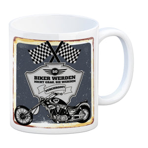 Motorradfahrer und Biker Kaffeebecher bzw. Tasse zum 50. Geburtstag als Geschenk