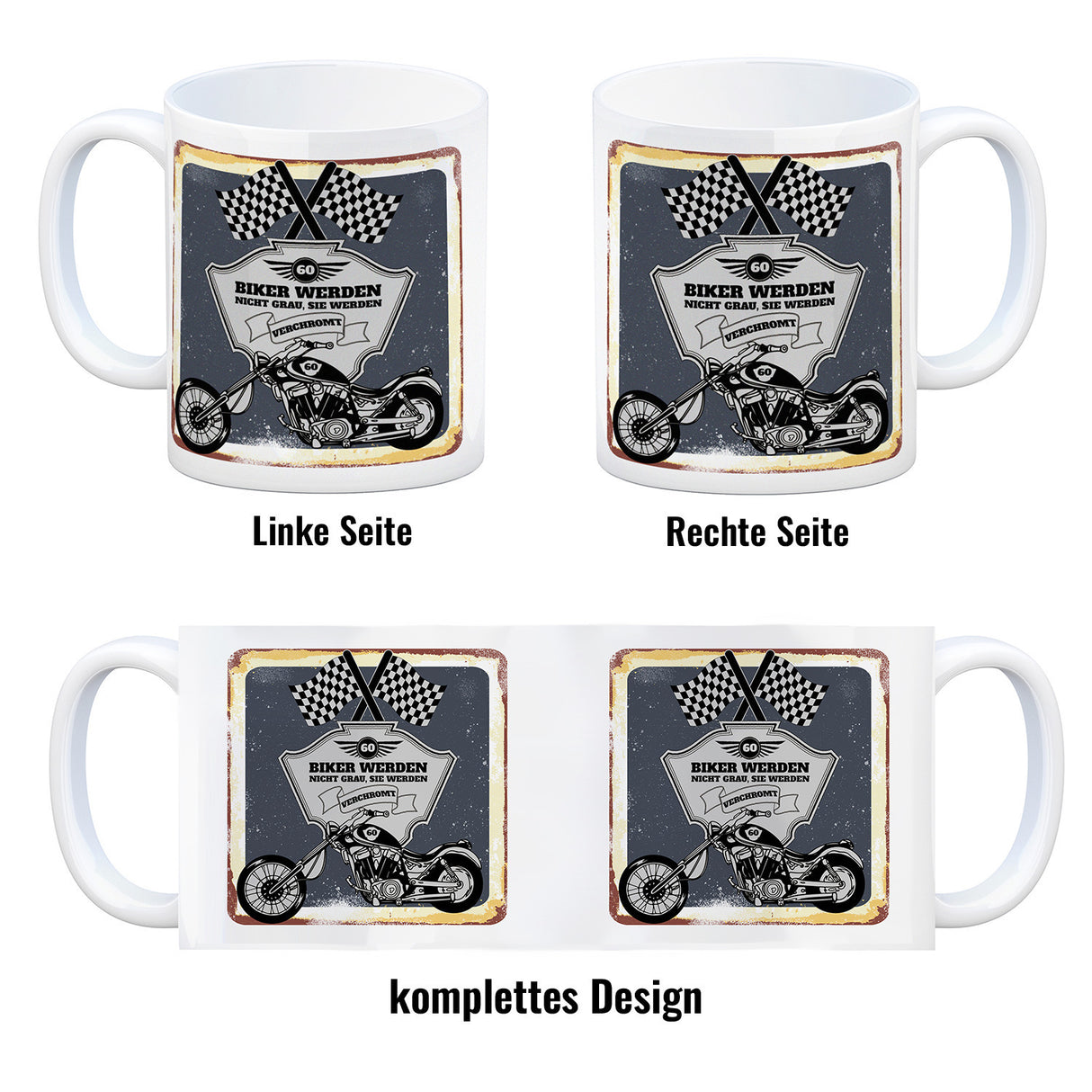 Motorradfahrer und Biker Kaffeebecher bzw. Tasse zum 60. Geburtstag als Geschenk