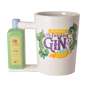 Gin Tonic Kaffeebecher mit Ginflasche als Griff