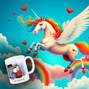 Honeycorns Kaffeebecher mit Einhorn Motiv und Spruch: Wir schaffen das!