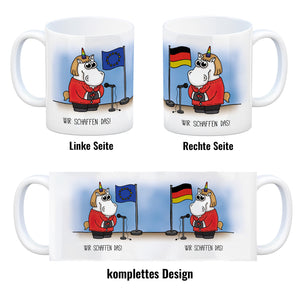 Honeycorns Kaffeebecher mit Einhorn Motiv und Spruch: Wir schaffen das!