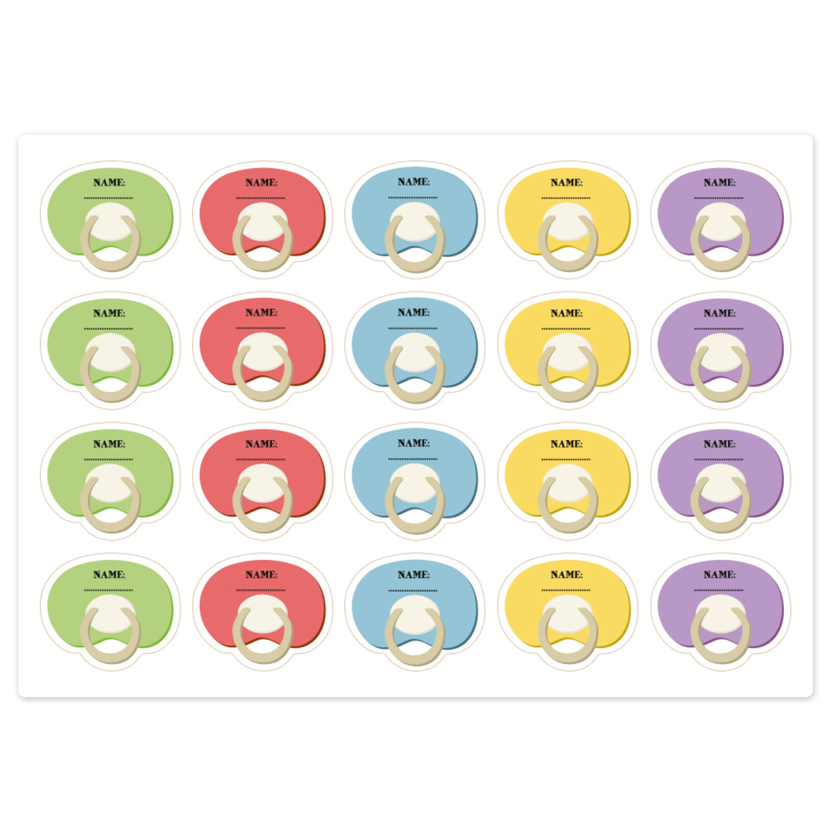 Wo ist mein Schnuller? Babyparty Spiel mit 20 Aufklebern