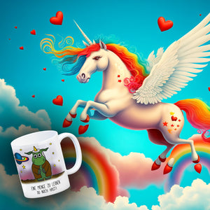Honeycorns Kaffeebecher mit Weltraum Einhorn Motiv und Spruch: Eine Menge zu lernen ...