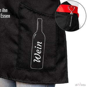 Wein Kochschürze mit 2 Taschen und Flaschenverschluß