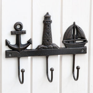 Anker, Leuchtturm und Boot Kleiderhaken aus Gusseisen