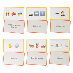 Sport Emoticon Quiz Gesellschaftsspiel mit 56 verschiedenen Karten