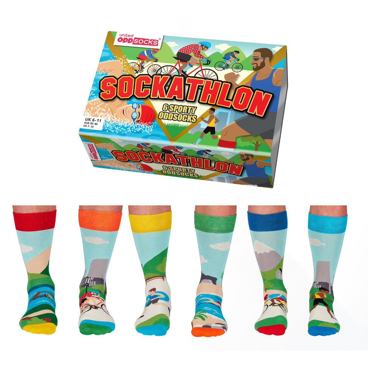 Sockathlon Triathlon Oddsocks Socken in 39-46 im 6er Set