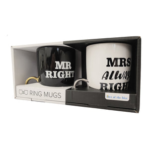 Mr. Right und Mrs. always Right Kaffeebecher mit Ring