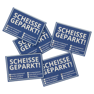 Die Scheisse Geparkt! Notizzettel mit StVO für die Windschutzscheibe im 50er Set